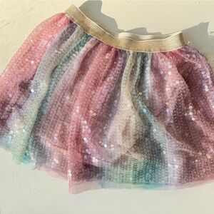 Girls Size 6 Pastel Sequin Tulle Skirt with Gold Waistband